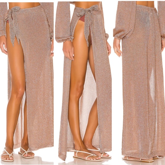 Lovers + Friends Other - Lovers + Friends Nayelli Gold Wrap Skirts Sz S Revolve Swim Cover